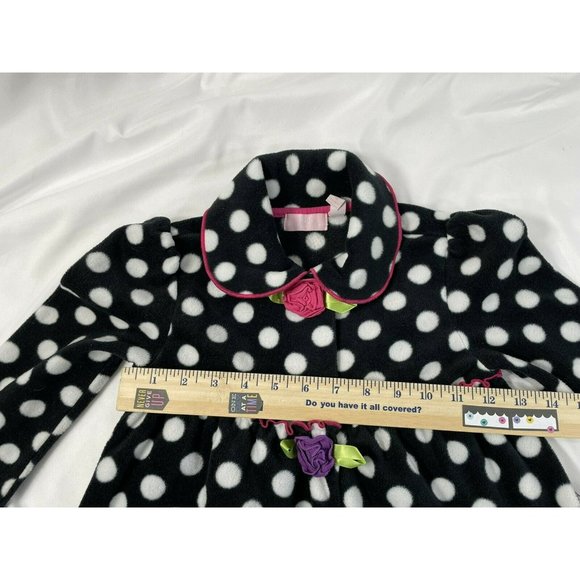 Kids Headquarters Fleece Jacket Size 5 Black White polka dot Ruffles Flowers EUC - Picture 3 of 6